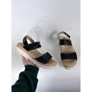 Samuel Hubbard Portola Two-Strap Sandals Women's 10 Black Leather Hook & Loop
